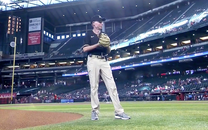 72SOLD CEO throws a strike on the first pitch of the Arizona Diamondbacks game.